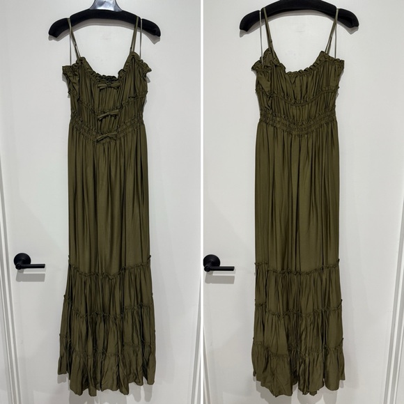 The Kooples Long Green Kaki Dress with Bows - Kooples size 0 - US XS - Picture 5 of 7